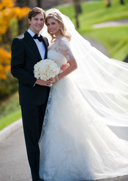 Ivanka Trump in lace Vera Wang gown